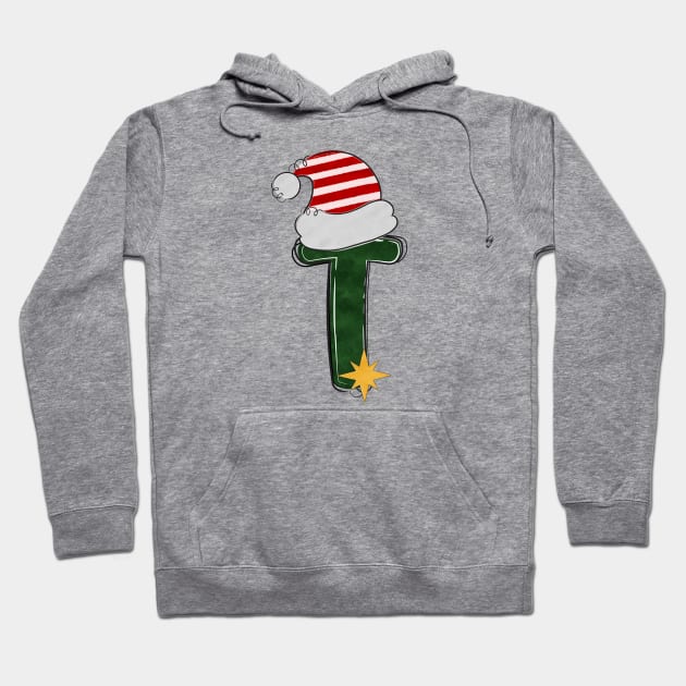 Letter T - Christmas Letter Hoodie by Pop Cult Store